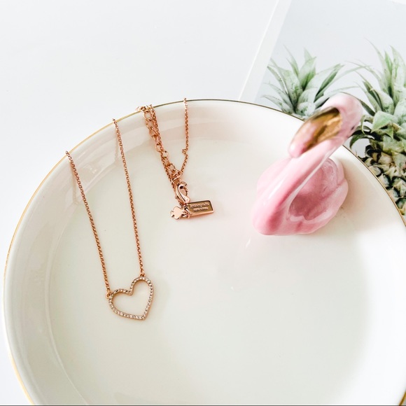 Kate Spade Heart Pave Necklace Rose Gold